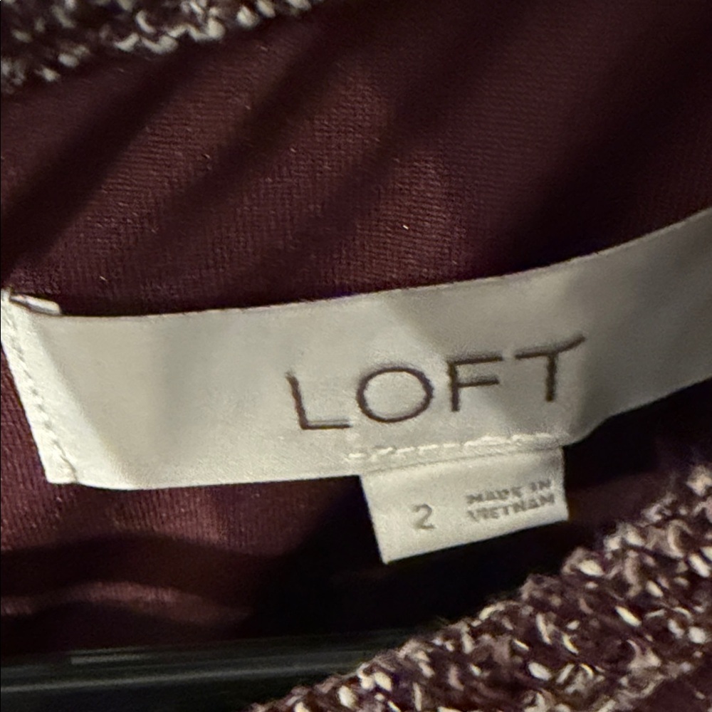 LOFT Burgundy Knit Mini Dress. Gently used - Picture 2 of 5